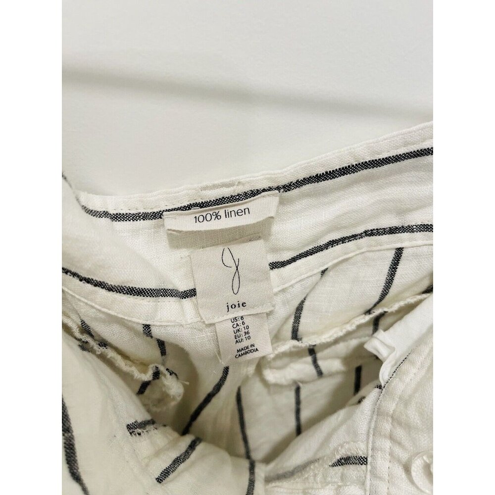 JOIE 100% Linen Striped Loose Wide Leg Pants Pockets Lightweight Breathable Sz 6 - Picture 4 of 7
